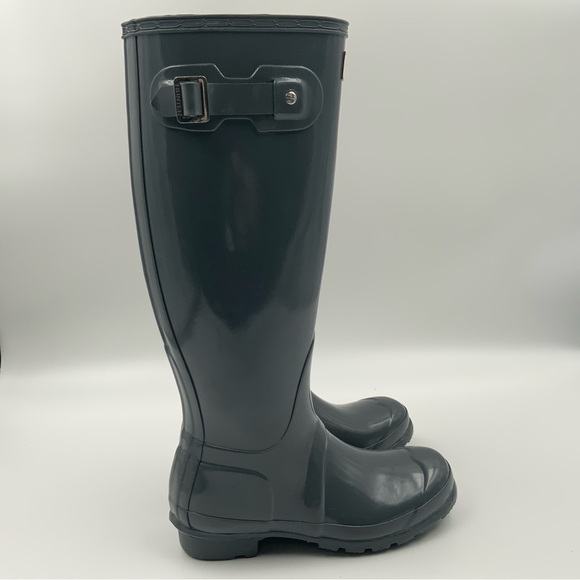 Hunter Women’s Original Gloss Tall Classic Waterproof Gray Rain Boots US Size 5. - Picture 6 of 11